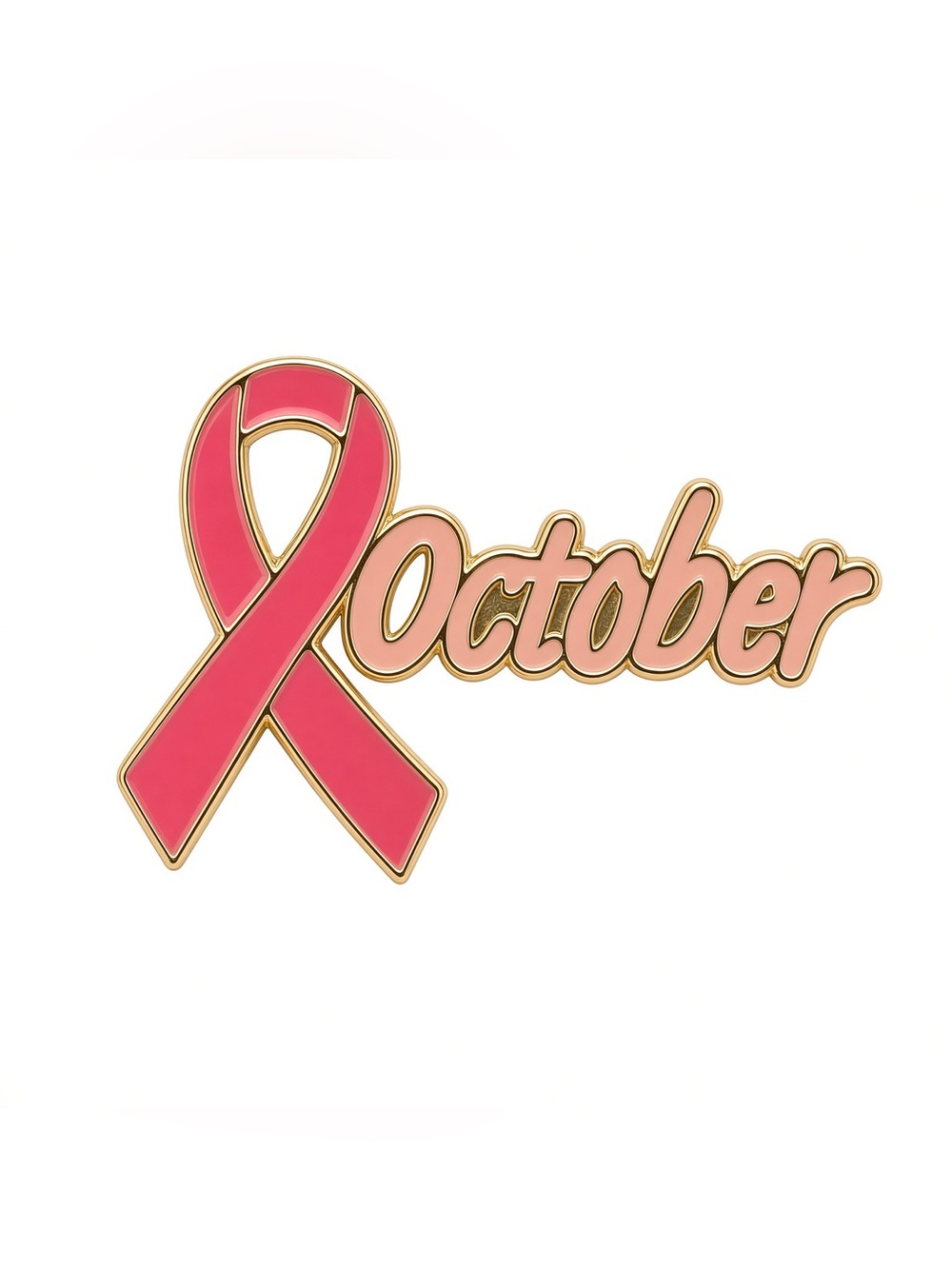 Pink October golden enamel pin brooch